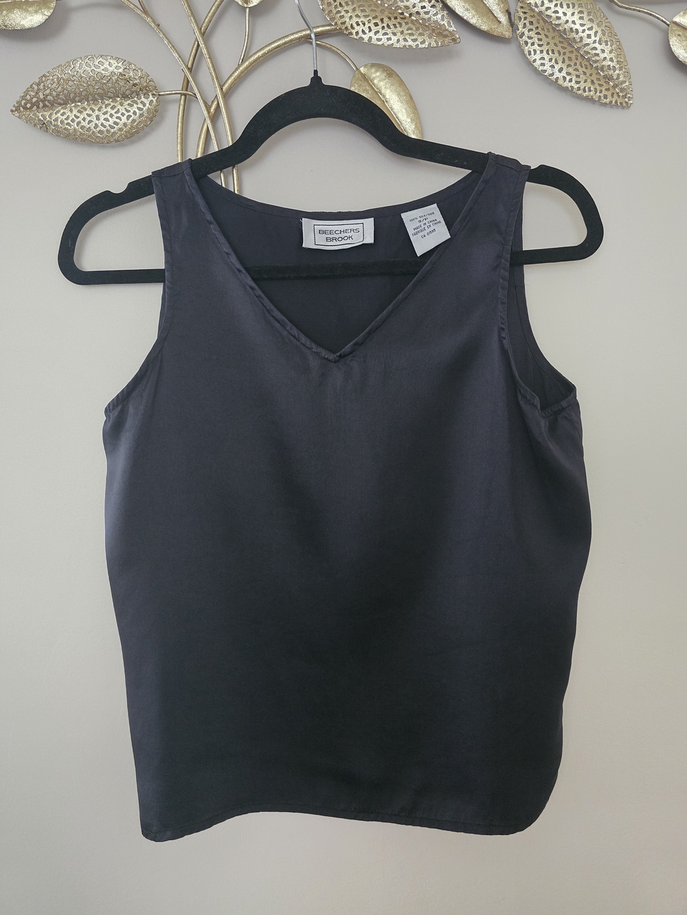 Beechers Brook Silk Black V-Neck Camisole Tank Size S Vintage 90s
